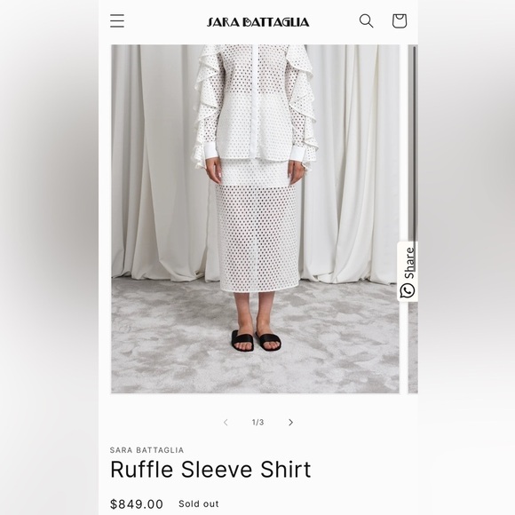 Sara Battaglia Long Sleeve Ruffle Blouse button down top new gingham pink white - Picture 9 of 9